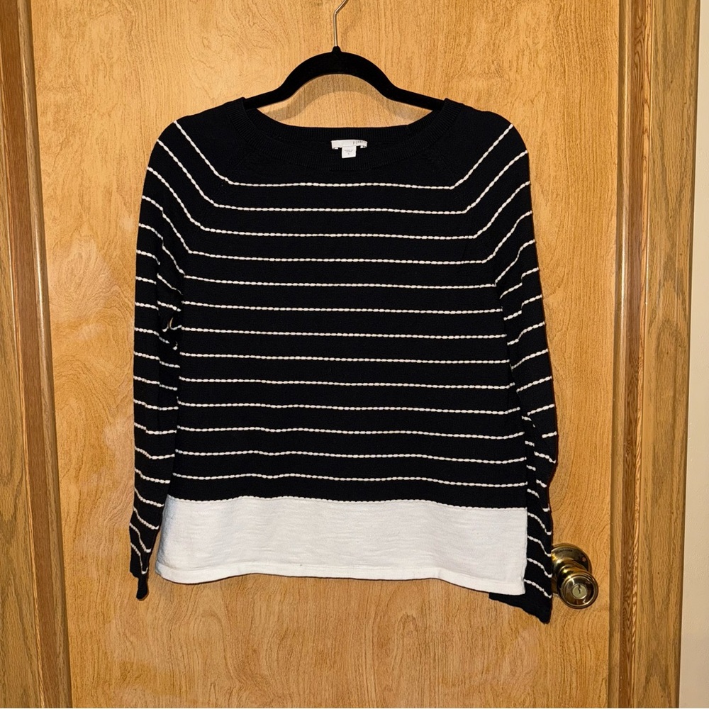 J. Jill Small Black and White Striped Sweater